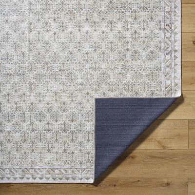 Rainier Damask Tan Washable Rug - ourpnwhome x Livabliss