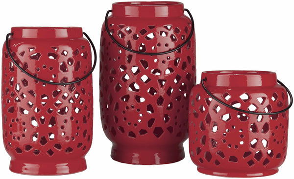 Parkerton Red Geometric Ceramic Lantern