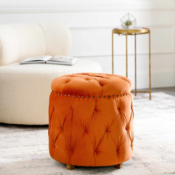 Katuli Orange Ottoman Pouf - Clearance