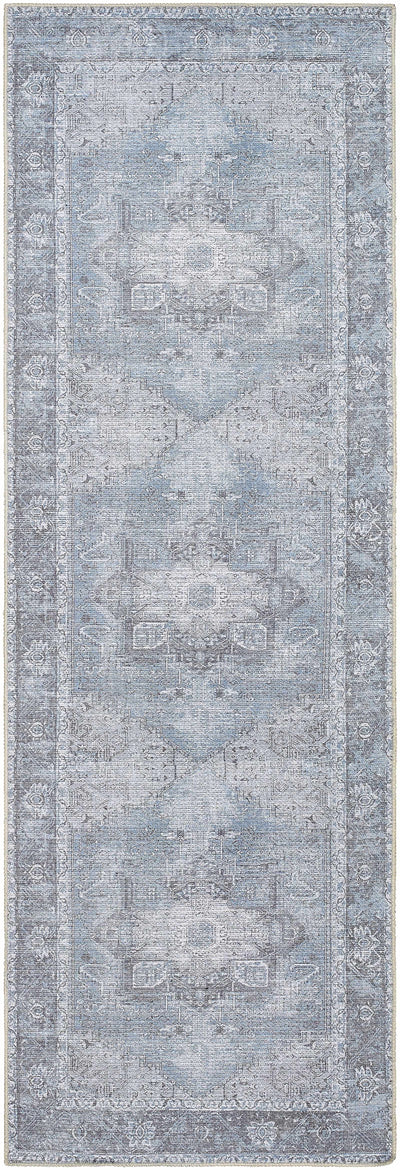 Rosman Ice Blue Washable Rug