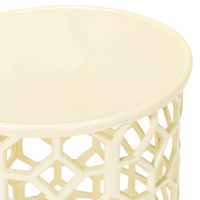 Refahiye Cream Geometric Lattice End Table