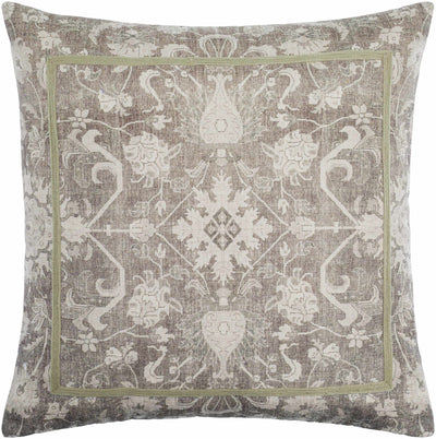 Raith Beige Ornamental Square Accent Pillow