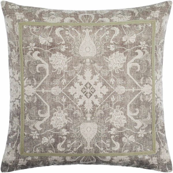 Raith Beige Ornamental Square Accent Pillow