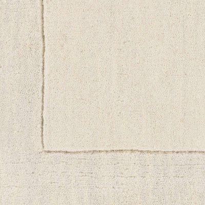 Bordered Solid Beige Cream Wool Rug