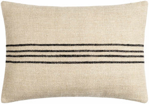 Aiyana Black Striped Linen Lumbar Pillow