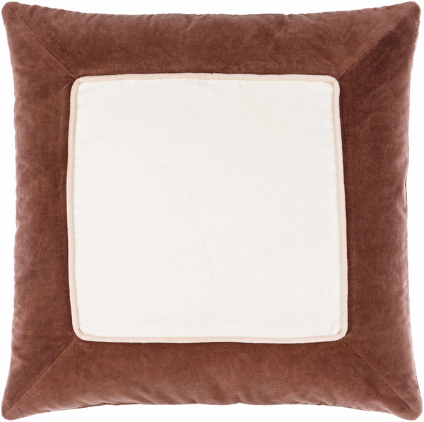 Rahiq Brick Red Border Cotton Throw Pillow