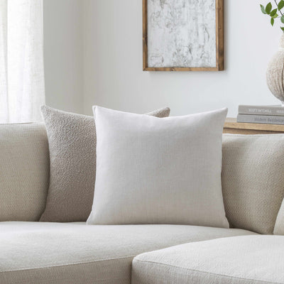 Reijo White Linen Look Accent Pillow