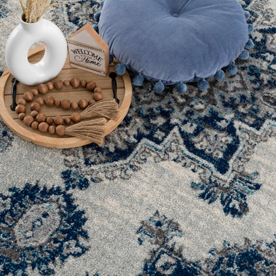 Istanbul Medallion Blue Area Carpet - Clearance