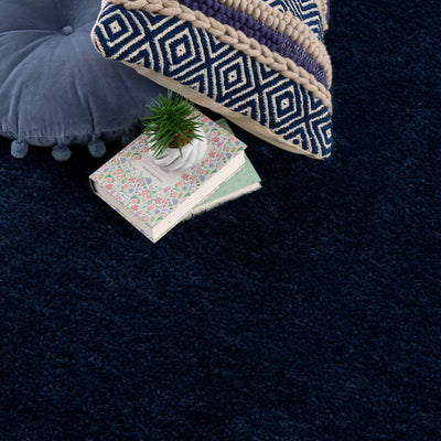 Heavenly Solid Navy Blue Shag Rug - Clearance