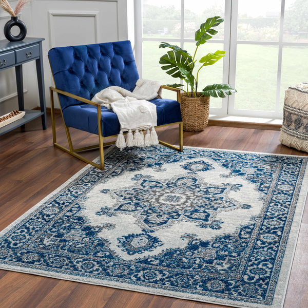 Istanbul Medallion Blue Area Carpet - Clearance