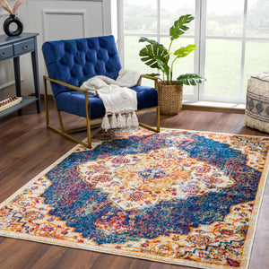 IST3402 Navy Yellow Medallion Rug - Limited Edition