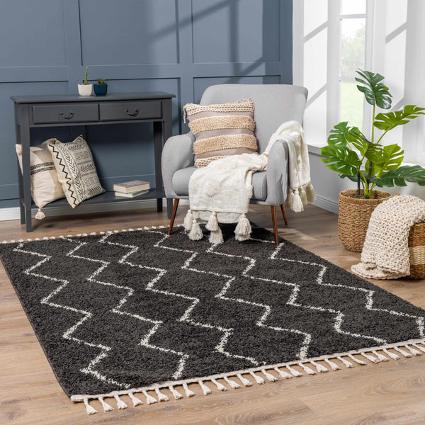 Ennis Black Moroccan Shag Rug - Clearance