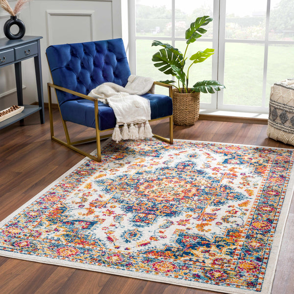 Istanbullu Blue & Orange Area Carpet - Clearance