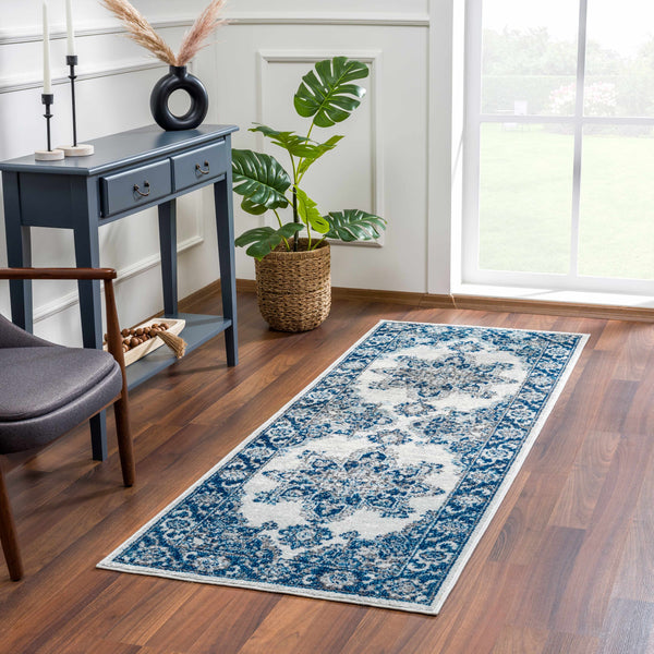 Istanbul Medallion Blue Area Carpet - Clearance