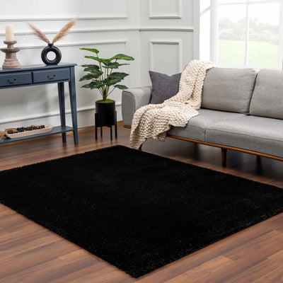 Heavenly Solid Black Plush Rug - Clearance