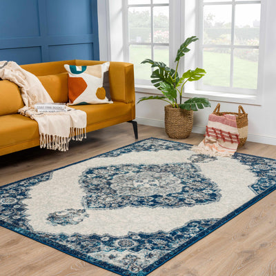 IST3401 White&Blue Medallion Rug - Limited Edition