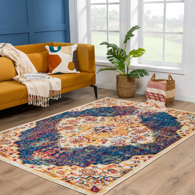 IST3402 Navy Yellow Medallion Rug - Limited Edition