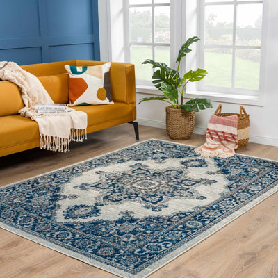 Istanbul Medallion Blue Area Carpet - Clearance