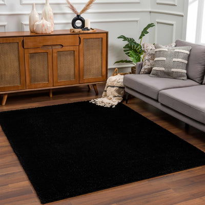 Heavenly Solid Black Plush Rug - Clearance