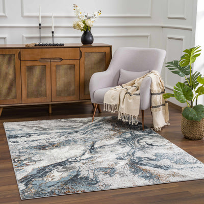 Lively Marble Blue Area Rug