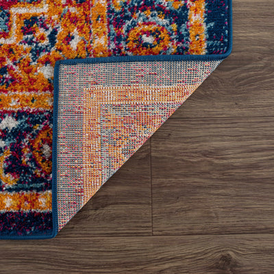 Istanbul Blue Medallion on Orange Area Carpet - Limited Edition