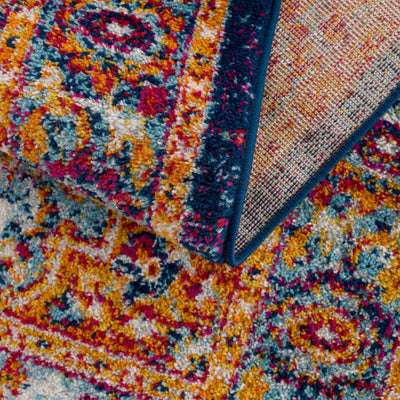 Istanbul Blue Medallion on Orange Area Carpet - Limited Edition