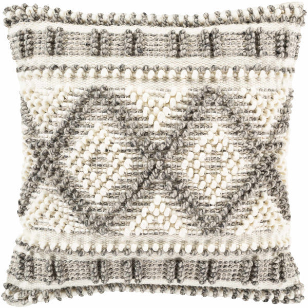 Sagamore Cream Trellis Wool&Cotton Throw Pillow