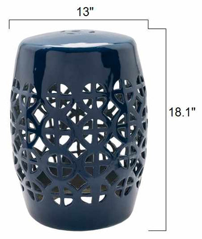 Navy Blue Ceramic Stool