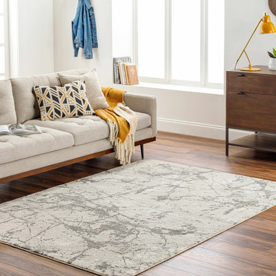 Ianto Gray Marble Washable Area Rug