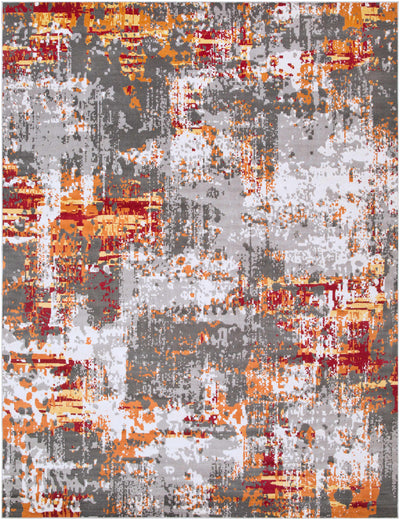 Salina Orange/Gray Abstract Area Rug