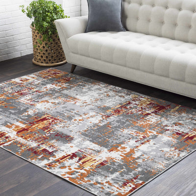 Salina Orange/Gray Abstract Area Rug