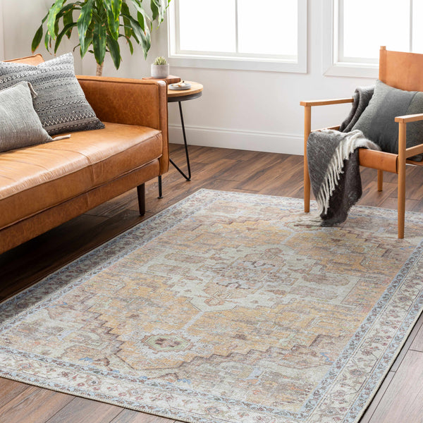 Reza Mustard Washable Area Rug