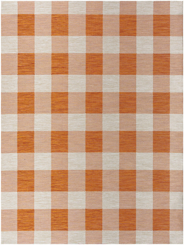 Meris Orange Plaid Area Rug