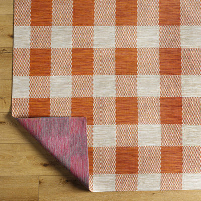 Meris Orange Plaid Area Rug