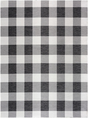 Meris Black Plaid Area Rug