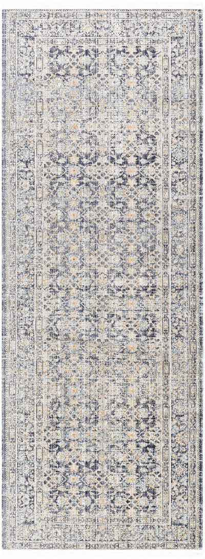 Margaret Damask Navy Washable Area Rug - Becki Owens x Livabliss