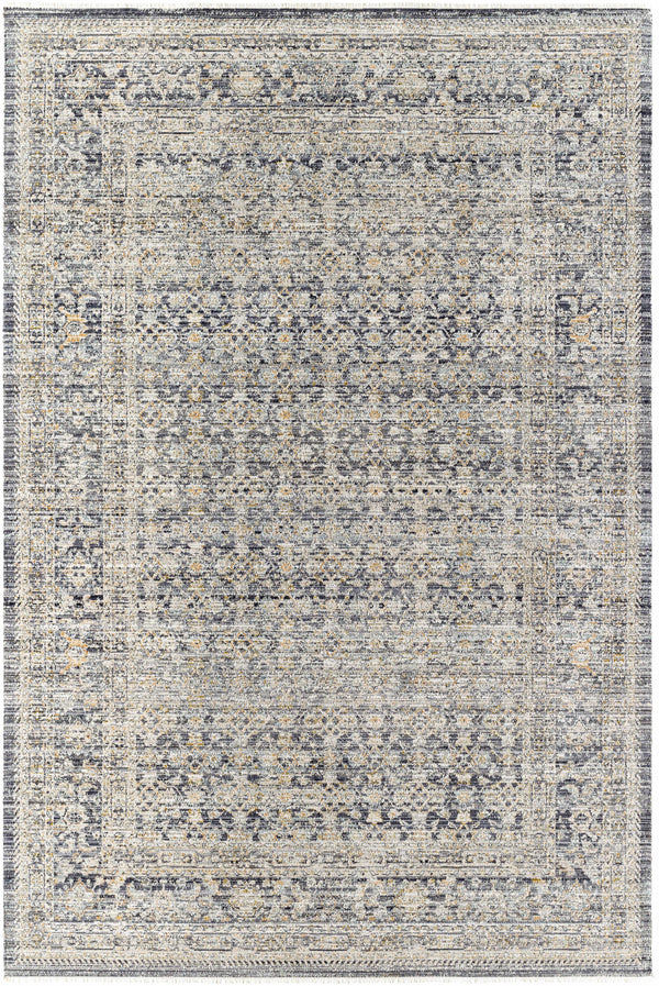 Margaret Damask Navy Washable Area Rug - Becki Owens x Livabliss