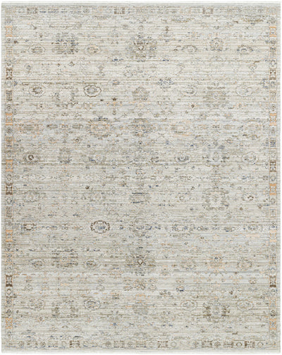 Margaret Damask Sage & Silver Washable Area Rug - Becki Owens x Livabliss