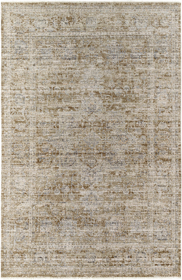 Margaret Damask Dark Sage Washable Area Rug - Becki Owens x Livabliss