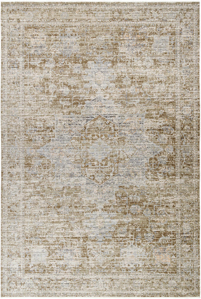 Margaret Damask Dark Sage Washable Area Rug - Becki Owens x Livabliss