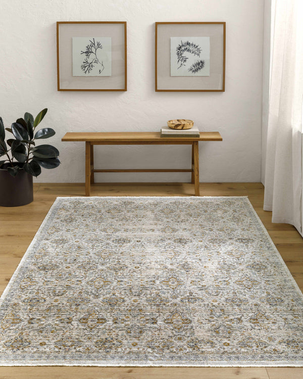 Margaret Damask Cream Washable Area Rug - Becki Owens x Livabliss