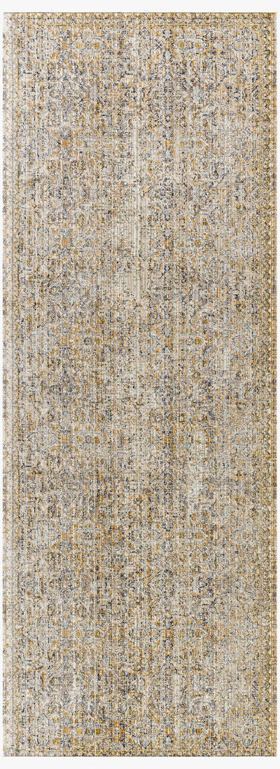 Margaret Damask Beige & Blue Washable Area Rug - Becki Owens x Livabliss