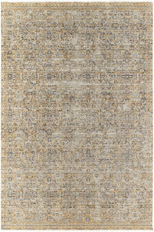 Margaret Damask Beige & Blue Washable Area Rug - Becki Owens x Livabliss