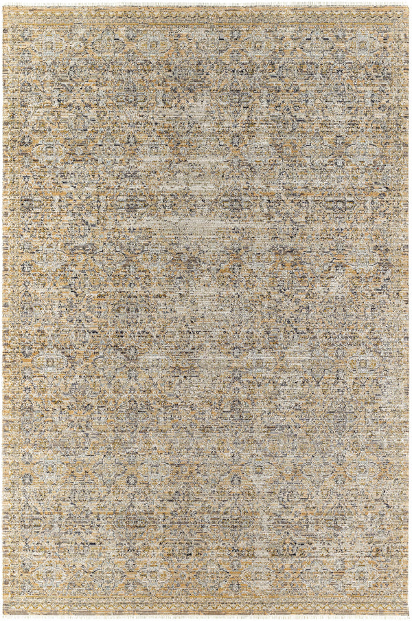 Margaret Damask Beige & Blue Washable Area Rug - Becki Owens x Livabliss