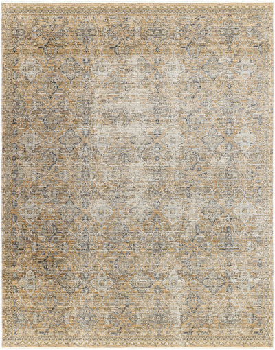 Margaret Damask Beige & Blue Washable Area Rug - Becki Owens x Livabliss