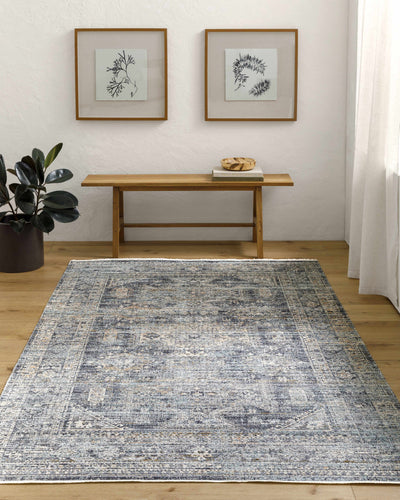 Margaret Medallion Navy Washable Area Rug - Livabliss x Becki Owens