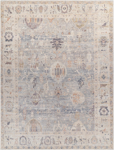 Marlene Damask Cream & Blue Area Rug - Becki Owens x Livabliss