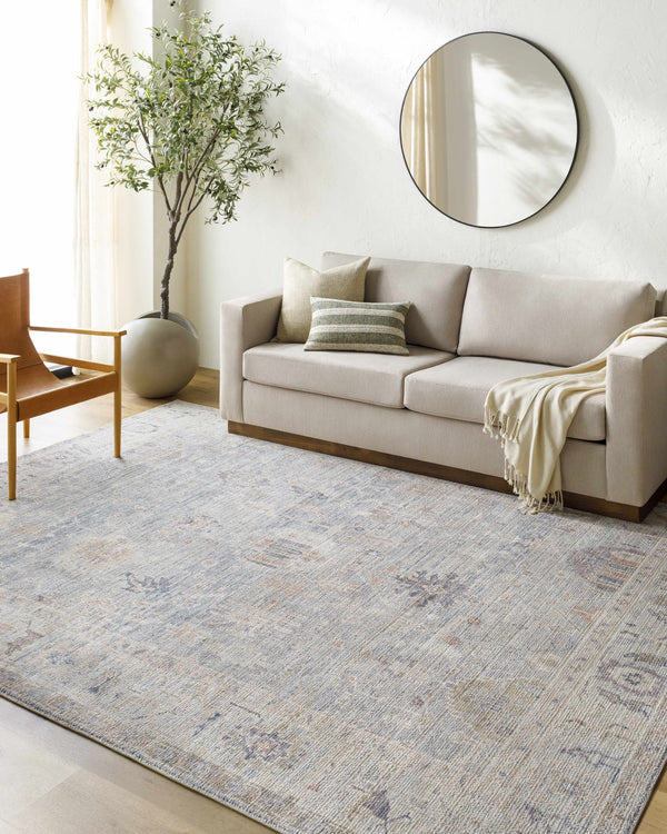 Marlene Damask Cream & Blue Area Rug - Becki Owens x Livabliss