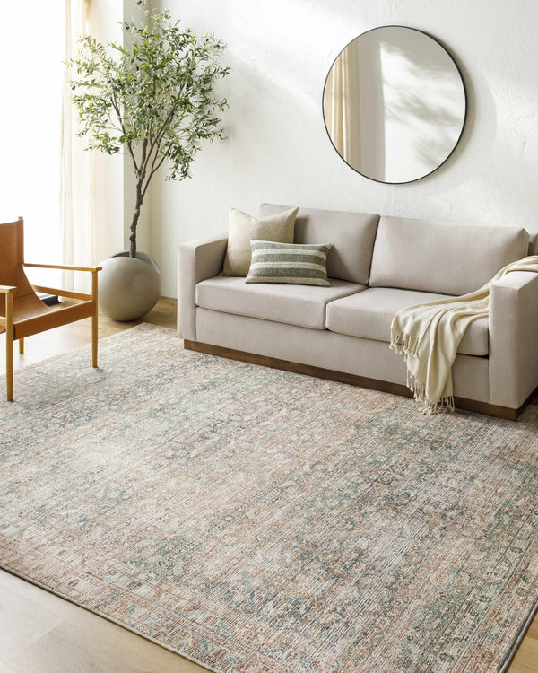 Marlene Damask Beige & Green Area Rug - Becki Owens x Livabliss