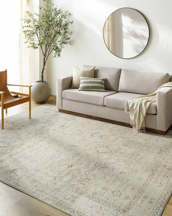 Marlene Damask Light Brown Area Rug - Becki Owens x Livabliss